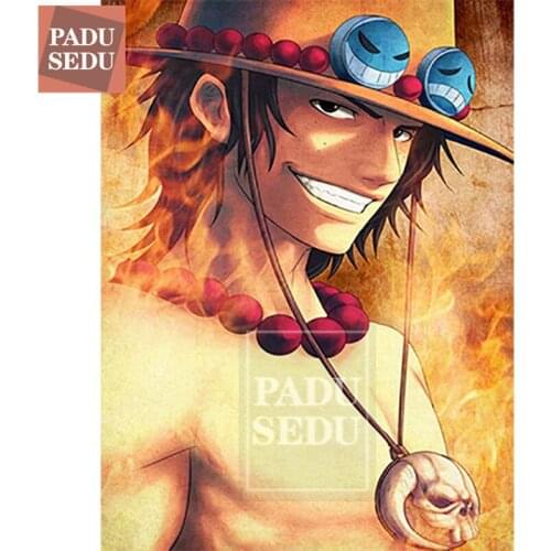 One Piece Ace Poster 5D DIY Diamond Painting Crystal Full Square 3D Daimond Embroidery Cross Stitch Kit Gifts For Men Decor Home