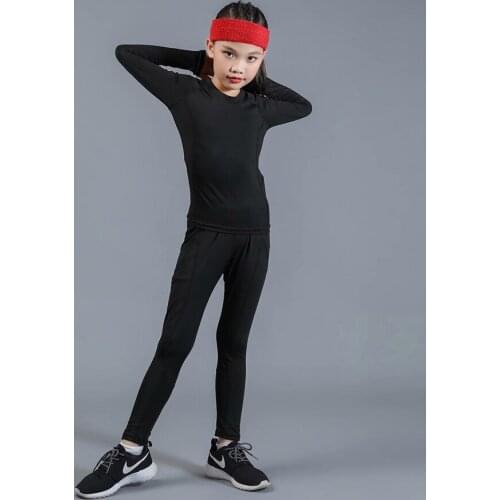 Childrens wear childrens grassroots compression running pants shirt training trousers basketball sports leggings feathers