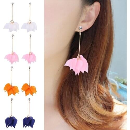 Korean Long Drop Earrings For Women Geometric Crystal Gold Color Resin Pendant Drop Dangle Earrings Statement Za 2019 Jewelry