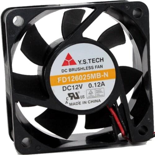 Y.S TECH FD126025MB-N DC 12V 0.12A 60x60x25mm 2-wire Server Cooling Fan