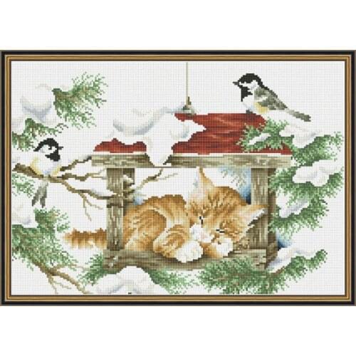 Deep Sleep Cat And Birds Chinese 5d Diamond Painting 5D Full Square Christmas Decorations For Home Wedding Decoration Halloween