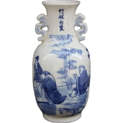 China old porcelain painting Blue and white vase Figure Painting
