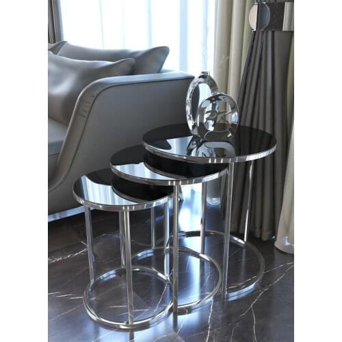 Silver Nesting Table 3 Pieces (Smoked Mirror)