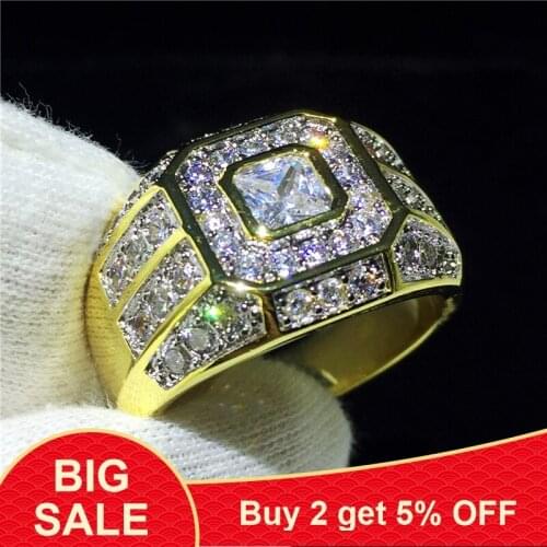 Handsome Male ring 925 Sterling silver AAAAA cz Luxury Party Wedding Band Rings for men Hiphop Rock Popular Jewelry