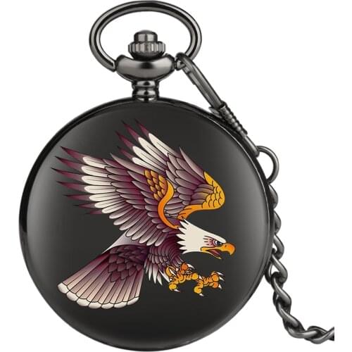 Creative 3D Flying Eagle Quartz Pocket Watches Pendant Chain Mens Womens Souvenir Gifts Fob Clock Relogio De Bolso Drop Shipping