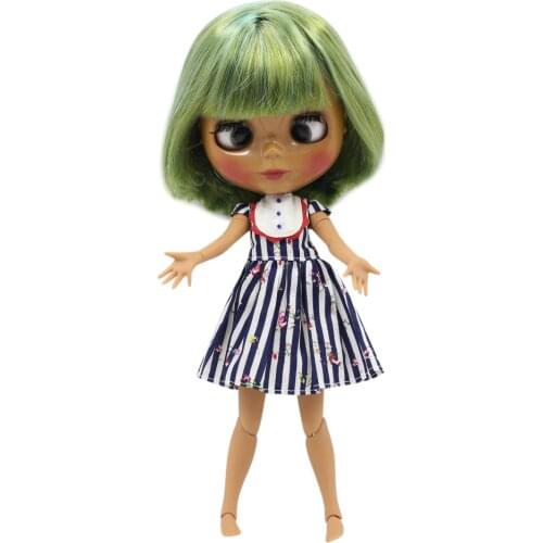 ICY DBS Blyth doll 1/6 bjd articulated doll cross eyes dark skin joint body shiny face 30cm nude doll girls gift