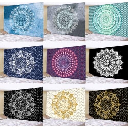 Mandala Polyester 180*230cm Square Tapestry Wall Hanging Carpet Throw Yoga Mat for Home Bedroom Decoration