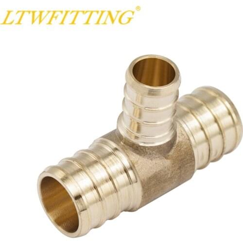 LTWFITTING Lead Free Brass PEX Crimp Fitting 3/4-Inch x 3/4-Inch x 1/2-Inch PEX Tee