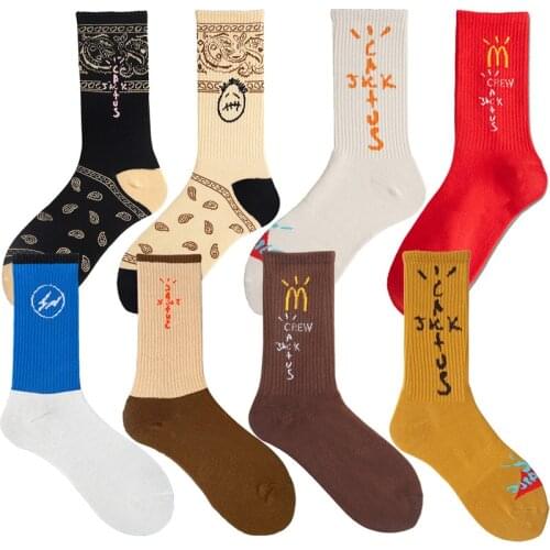 Men socks Travis Scott Skate Crew Socks Men Sport Travis Scott Cactus Jack Bandanas Socks Streetwear Hip Hop gifts for men