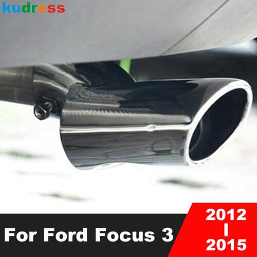 For Ford Focus 3 2012 2013 2014 2015 Stainles Steel Rear Exhaust Muffler Tip Pipe Tail End Pipes Silencer Trims Car Accessories