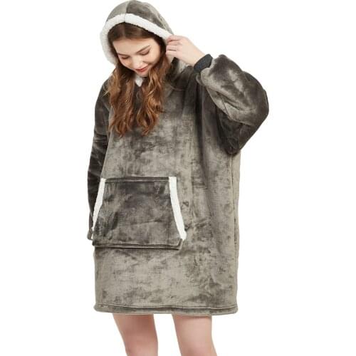 Oversized Blanket Hoodie Wearable Blankets With Hood Sleeves Men Women Outdoor 850 Grams Ultra Plush Fleece Sweatshirt Blanket