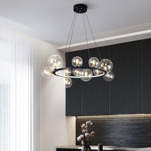 Nordic Foyer Metal G9 Led Pendant Lights Clear Glass Modo Led Chip Lighting Hanging Lamp Living Room Round Suspend Lamp Fixture