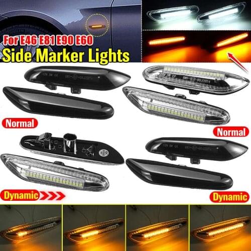 New 2pcs Dynamic Flowing LED Turn Signal Side Marker Light Blinker Lamp for BMW E46 E60 E61 E90 E91 E81 E82 E88 X3 X1