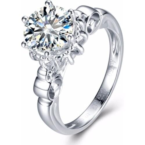 Moissanites engagement Ring round 3ct 6.5mm 4 Prong Setting 14k White Gold Lab Grown Diamond Ring For Women Ladys