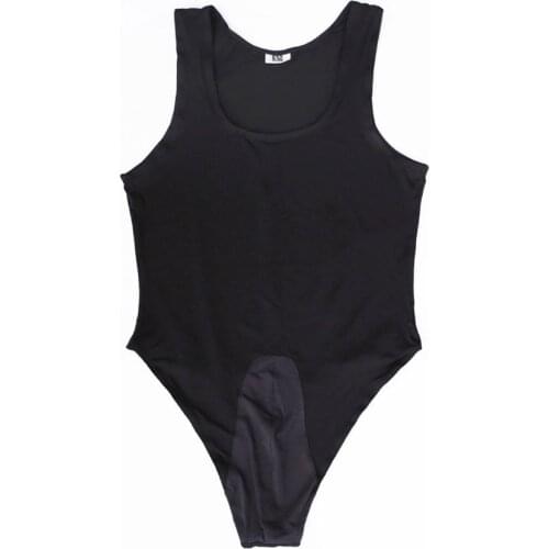 Sexy Men Silk Cotton Subcoating Top Plus Size Vest Connection Penis Sheath Bodysuit Thin High Elasticity Sexual Interest Tank