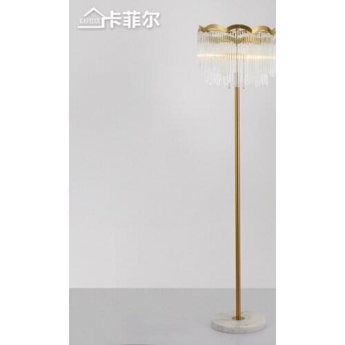 Postmodern wrought iron crystal floor lamp living room coffee table creative lamp marble base fashion floor lamp