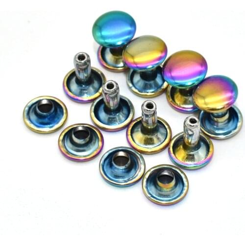 Rainbow Rivet 9mm Double Round Cap Rivet Iron Button Rapid Rivet DIY Leather Craft Sewing Accessories Purse Handbag Bag Hardware