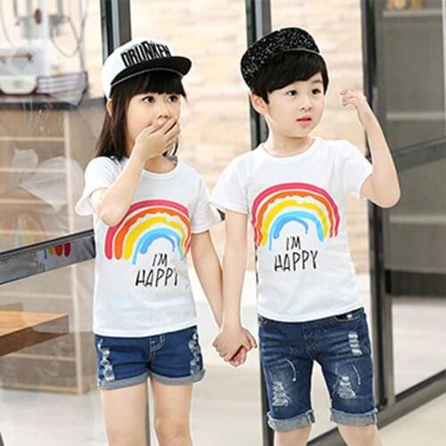 Low Price Promotion Children Clothes Boys Cotton T-Shirts Girls Tops Cartoon Patterns Tees Kids Summer Wear