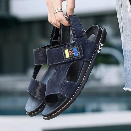 Sandals mens summer 2020 new casual trend dual-use mens leather sandals youth all-match outer wear non-slip beach
