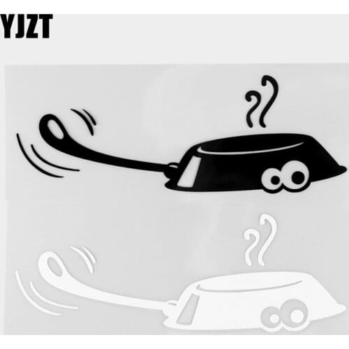 YJZT 16.7×5.7CM Cute Kitchenware Cartoon Car Sticker Creative Vinyl Decal Black / Silver 20D-0253