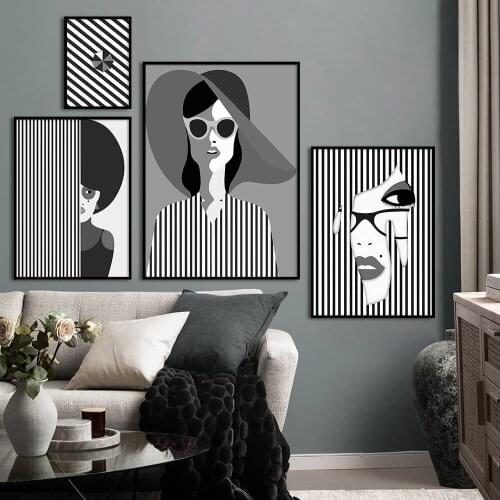 Modern Woman Fashion Poster Abstract Zebra Stripes Wall Canvas Painting Art Nordic Print Home Decorative Picture For Living Room
