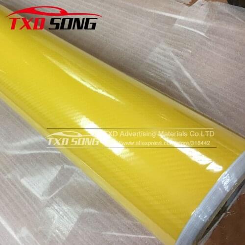 Premium High Glossy Yellow 5D Carbon Fiber Vinyl 5D Carbon Fibre Wrap 5D Carbon Fiber Film Air Free Bubble For Vehicle Motorcyle