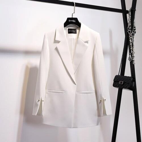 Womens Jacket Pink White Blazer Women Clothes 2020 Korean Vintage Spring Autum Coat Suit Tops OL Casual Outwear Coats ZT2290