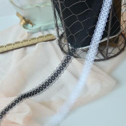 1M Latest Embroidery Lace Applique Trim 1.5cm Guipure Tulle Black White Lace Ribbon Sewing Wedding Accessories Lace Fabric QW11