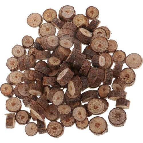100 Pieces Wood Slices, Natural Unfinished Round Discs Ornaments Tree Bark Wooden Circles Log Discs For Crafts