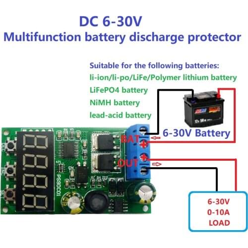 15A DC 6-30V Lead-acid NiMH LiFePO4 Li-ION Li-PO LiFe polymer lithium battery discharge protection board Module