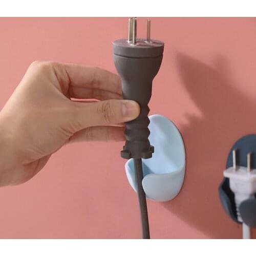 2pcs ABS Power Plug Hook Adhesive Kitchen Wire Sticker Wall Hanging Hooks Durable Punch-free Powerful Socket Holder Home Storage