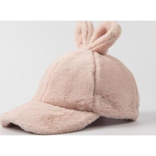 2019 Winter Fashion Lady Baseball Cap Rabbit Ear Faux Fur Sports Golf Hat Women Thicken Warmer Caps