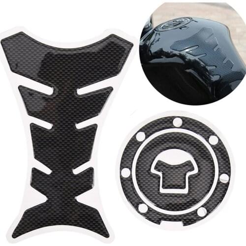 2x Motorcycle Carbon Fiber Tank Pad Protector Sticker For Honda Yamaha Kawasaki Suzuki Ducati Universal Fishbone