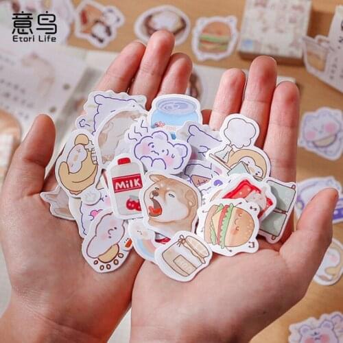 45pcs Boxed Sticker Bunny Cat Mini Cute Animal Scrapbook Student Stationery Kids Toy Gift Diary Handbook Label Adhesive Sticker
