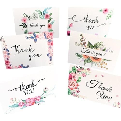 5packs/lot Flowers Style "Thank you"Fold Paper Card With Envelope Cute Message Greeting Cards Invitation Gifts Card Wholesale