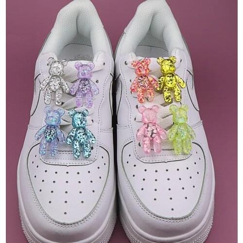 Hot Sale Multiple Combinations Shoes Croc Charms Cute Cartoon Bear Shiny Decorations 3 D For Sneakers Accesories