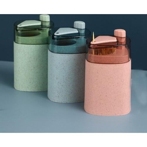 Automatic Toothpick Holder Container Wheat Straw Household Table Toothpick Storage Box Toothpick Dispenser