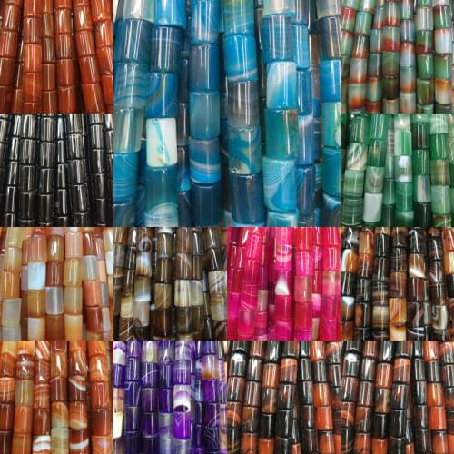 Free Shipping Beautiful jewelry Multi-color Carnelian Cylinder Women Men Loose Beads PWB762