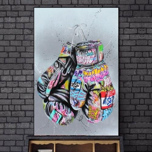 Boxing Gloves Graffiti Art Canvas Painting on the Wall Art Posters and Prints Street Art Boxing Gloves Canvas Picture Home Decor