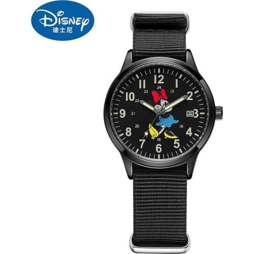 Disney Official Unisex Micky Minnie Mouse Japan Quartz Wristwatch Cartoon Dial Date Calendar Luminous Hand Men Women Youth Clock