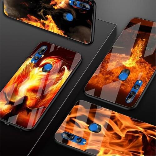 Fire Tempered Glass Phone Case For Huawei honor 8X 9 10i 20i 20Lite 20Pro 30 Pro Cover Shell