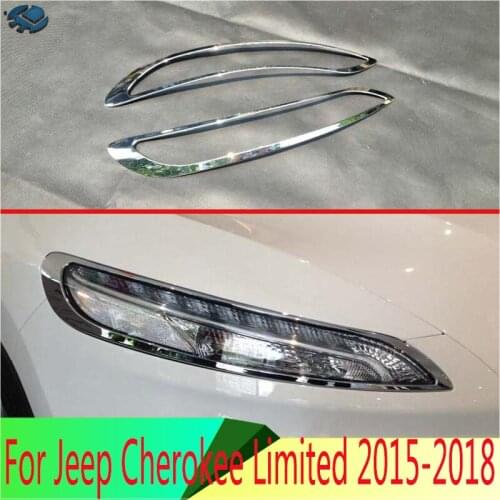For Jeep Cherokee Limited 2015-2018 Car Styling Accessories ABS Chrome Front Head Light Headlight Lamp Cover Trim
