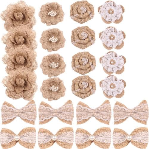 1 Set Handmade Jute Hessian Burlap Flowers Rose Shabby Chic Rustic Wedding Decoration Table Christmas Party DIY Supplies 2021