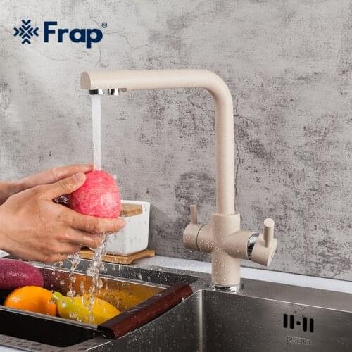 Frap Kitchen sink Faucet Seven Letter cold and hot water mixer tap Rotation Water Purification Double Handle F4352-23