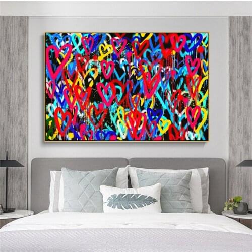 Graffiti Art Love Heart Canvas Painting Banksy Artwork Poster and Print Wall Art Picture for Living Room Cuadros Home Decoration