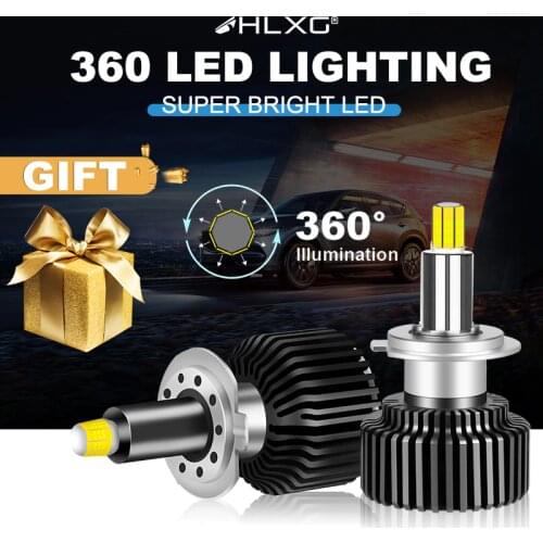 Hlxg 9012 HIR2 360 led Fog Lights H11 H1 H8 H9 H7 H4 LED Headlight hb4 hb3 9005 9006 12V 6000K Turbo Car Auto Headlamp Bulbs
