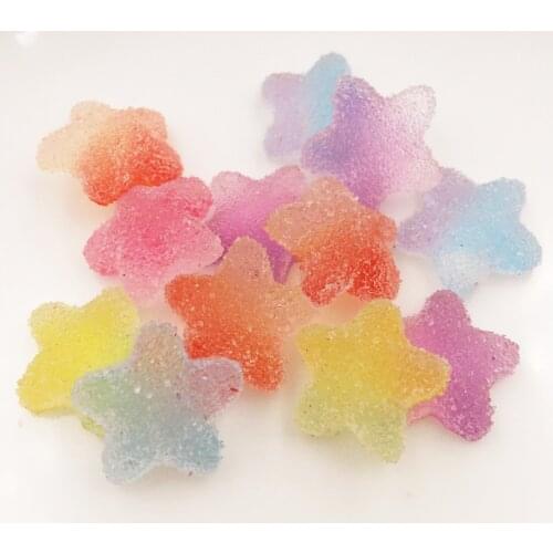 Kawaii Mix Colorful Transparent Candy Color Star Flatback Spar Applique 50PCS Scrapbook DIY Home Figurines Decor Crafts OF867