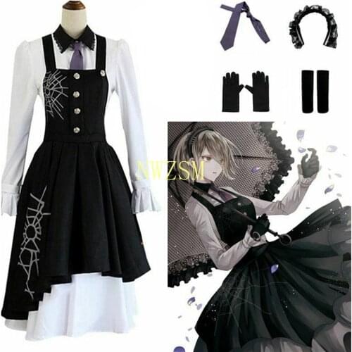 Danganronpa V3: Killing Harmony Kirumi Tojo Cosplay Costume Maid Dress Uniforms Women Girls Anime Halloween Carnival Clothes wig