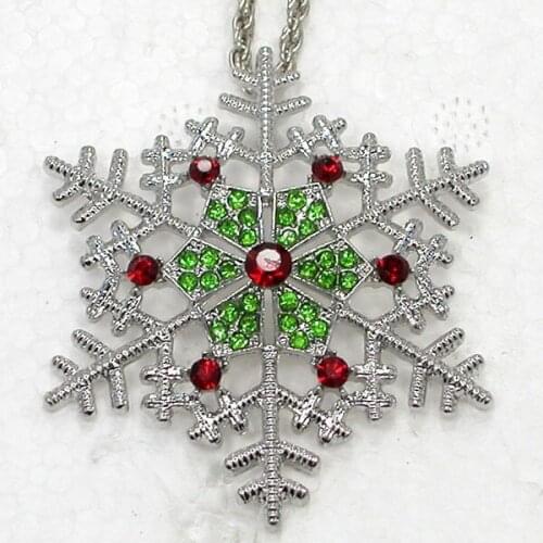 Rhinestone Snowflake Fashion Pendant Necklaces Chain Jewelry F387 KC