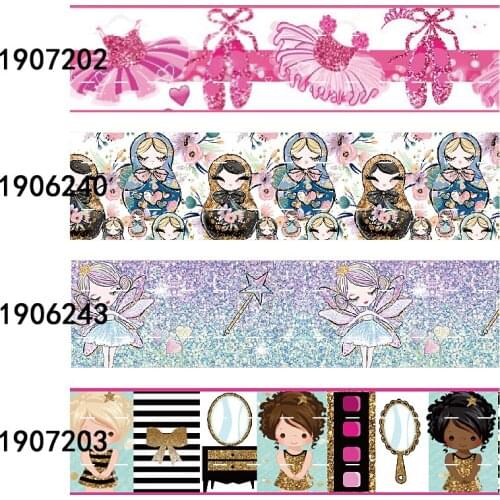FLRARibbon 38MM 75MM cartoon ballerina swan fairy doll printed ribbon
